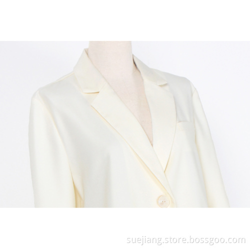 Office Women White Cotton and Hemp Net Suit